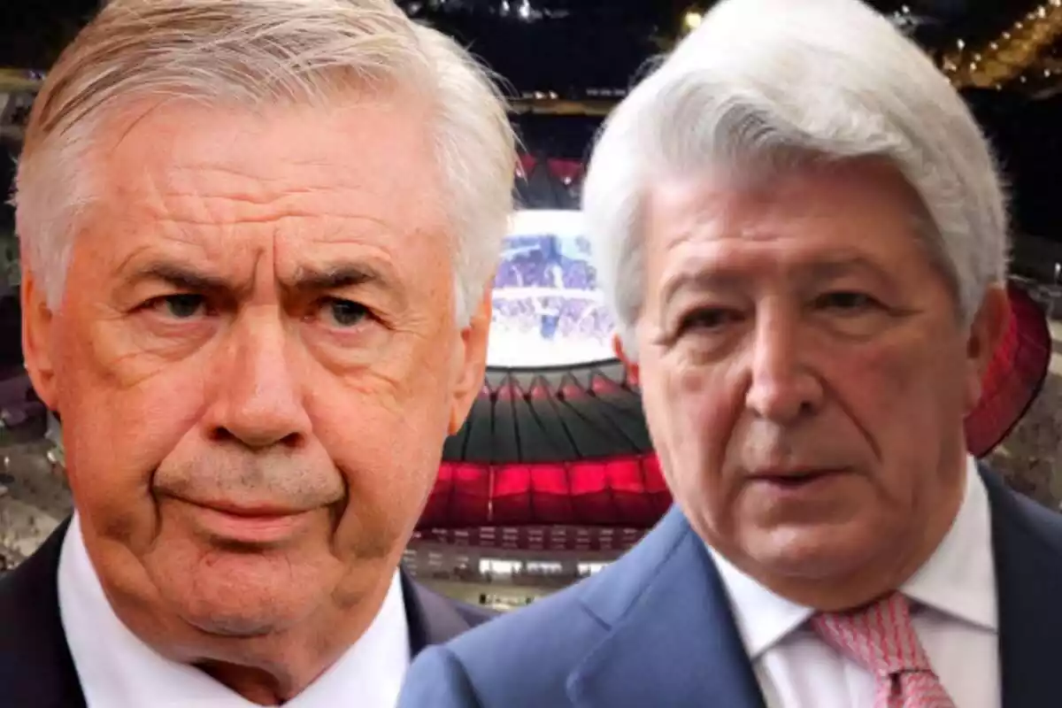 Image of Enrique Cerezo and Carlo Ancelotti in a montage at the Metropolitano