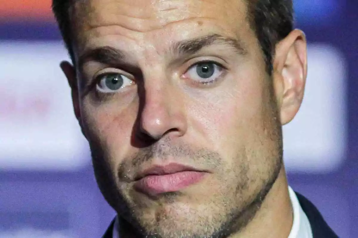 Image of César Azpilicueta, defender of Atlético de Madrid, at a press conference