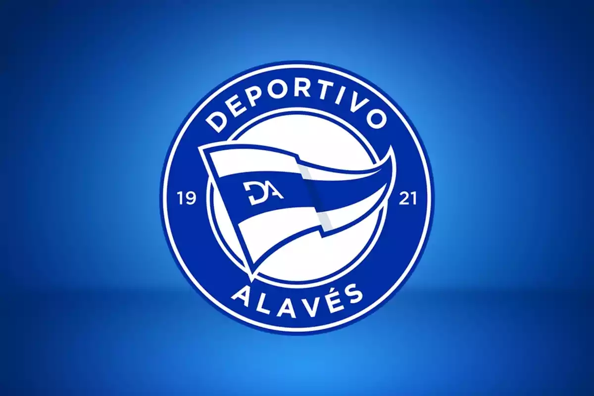 Deportivo Alavés shield on a blue background.