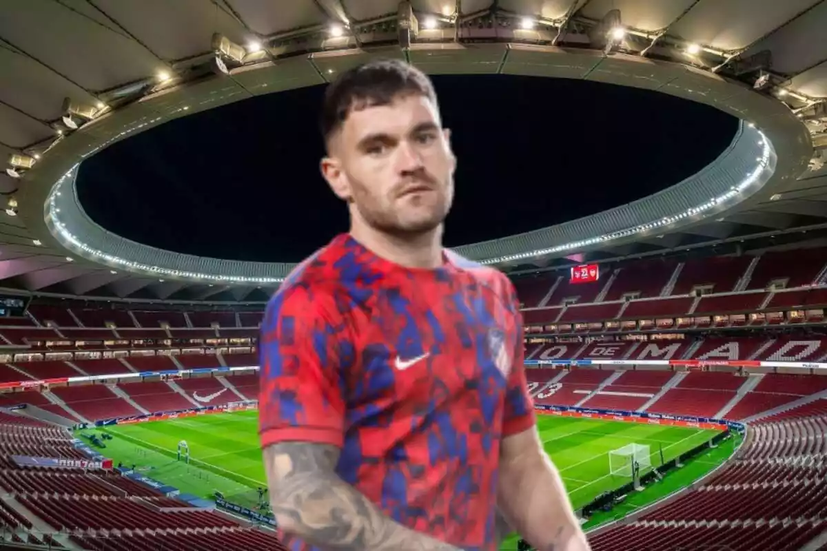 Image of Javi Galán in a montage at the Metropolitano