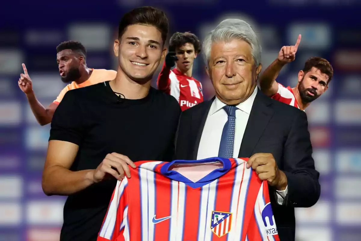 Julian Alvarez at the presentation of Atletico Madrid