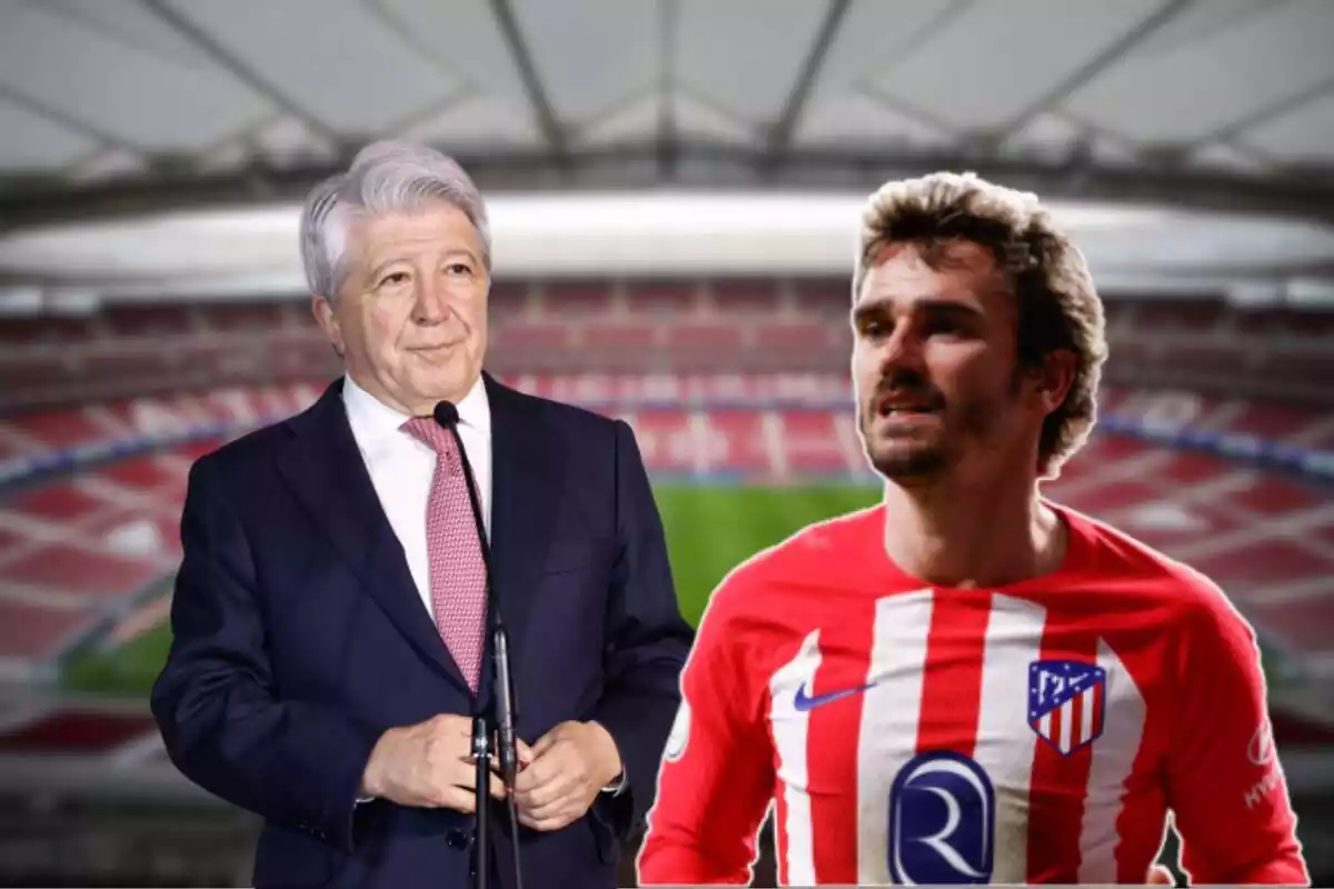 Image of Enrique Cerezo and Antoine Griezmann in a montage at the Metropolitano