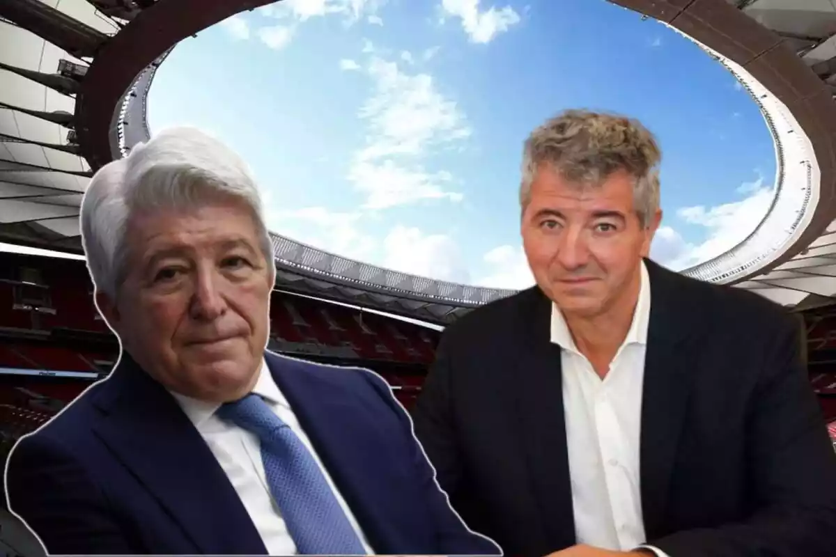 Image of Enrique Cerezo and Gil Marín in a montage at the Metropolitano