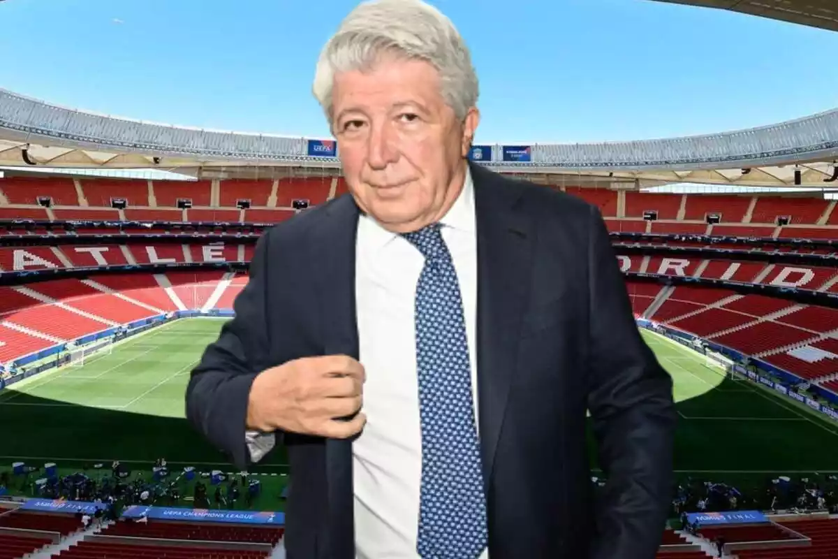 Image of Enrique Cerezo in a montage at the Metropolitano