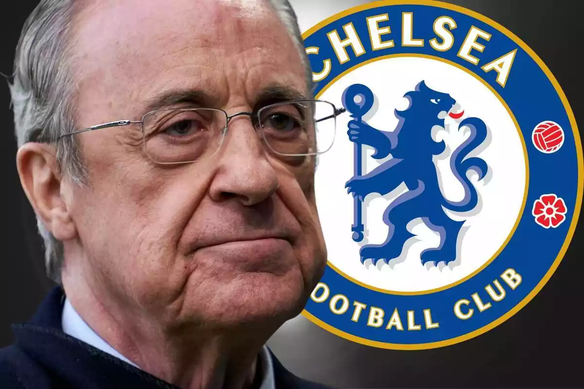 Montage Florentino Pérez with Chelsea crest