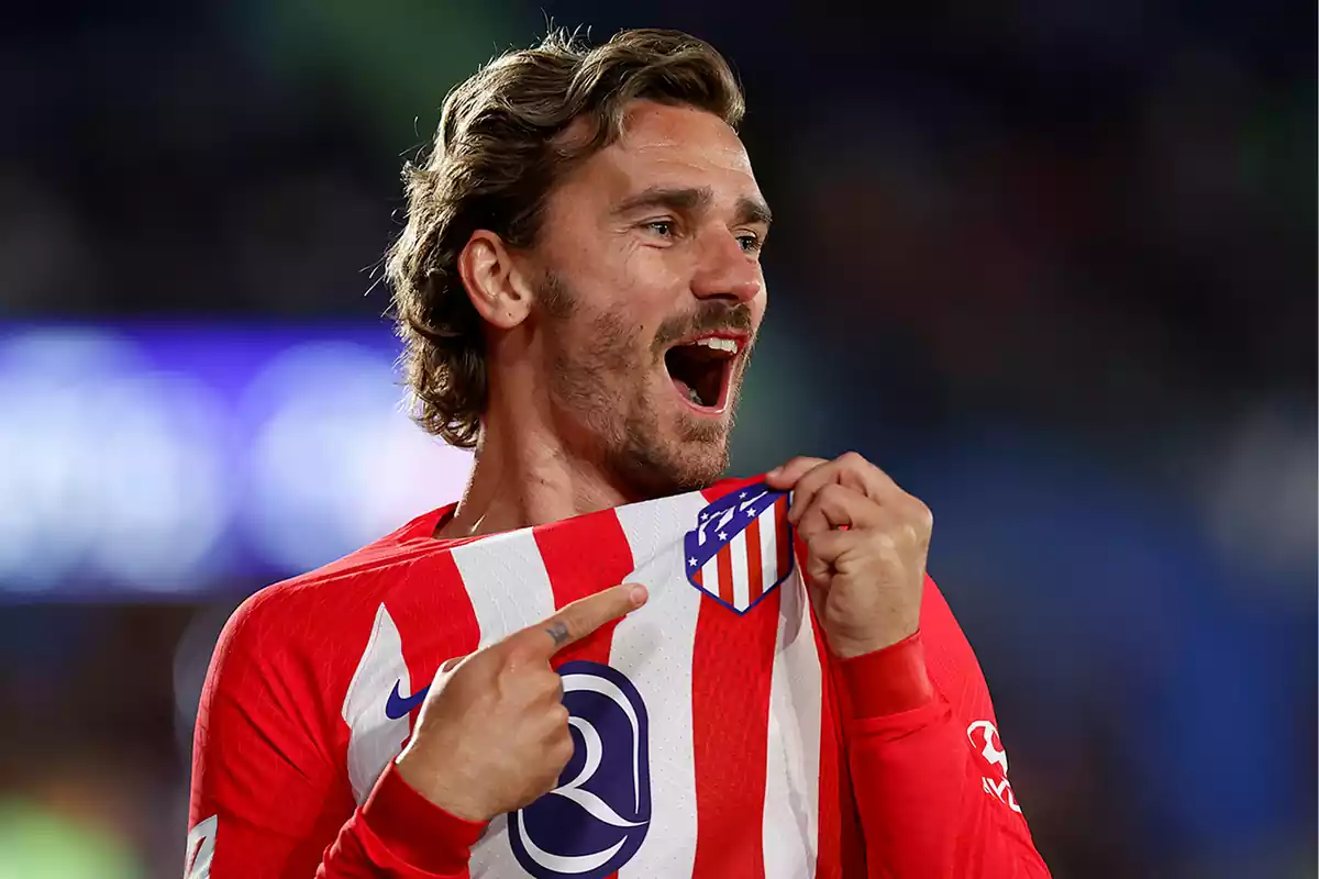 Griezmann celebrating his goal against Getafe