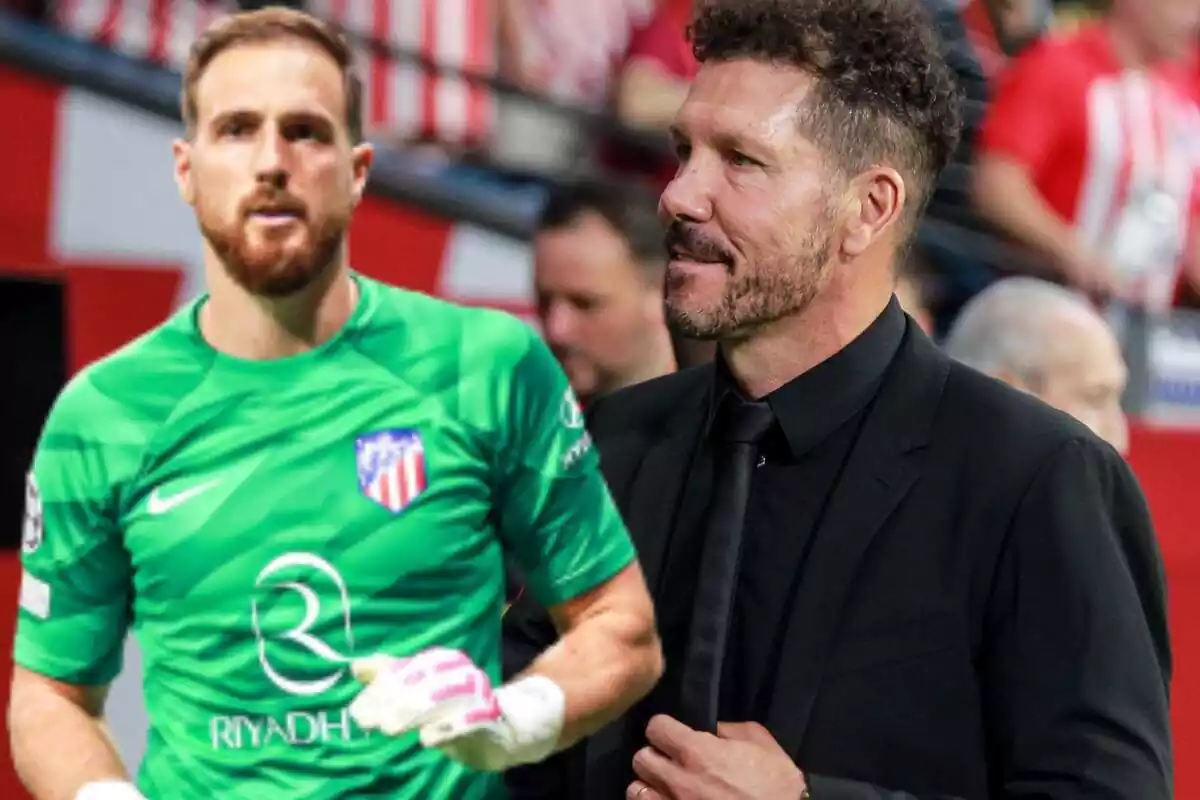 Image of Diego Pablo Simeone and Jan Oblak in a montage at the Metropolitano