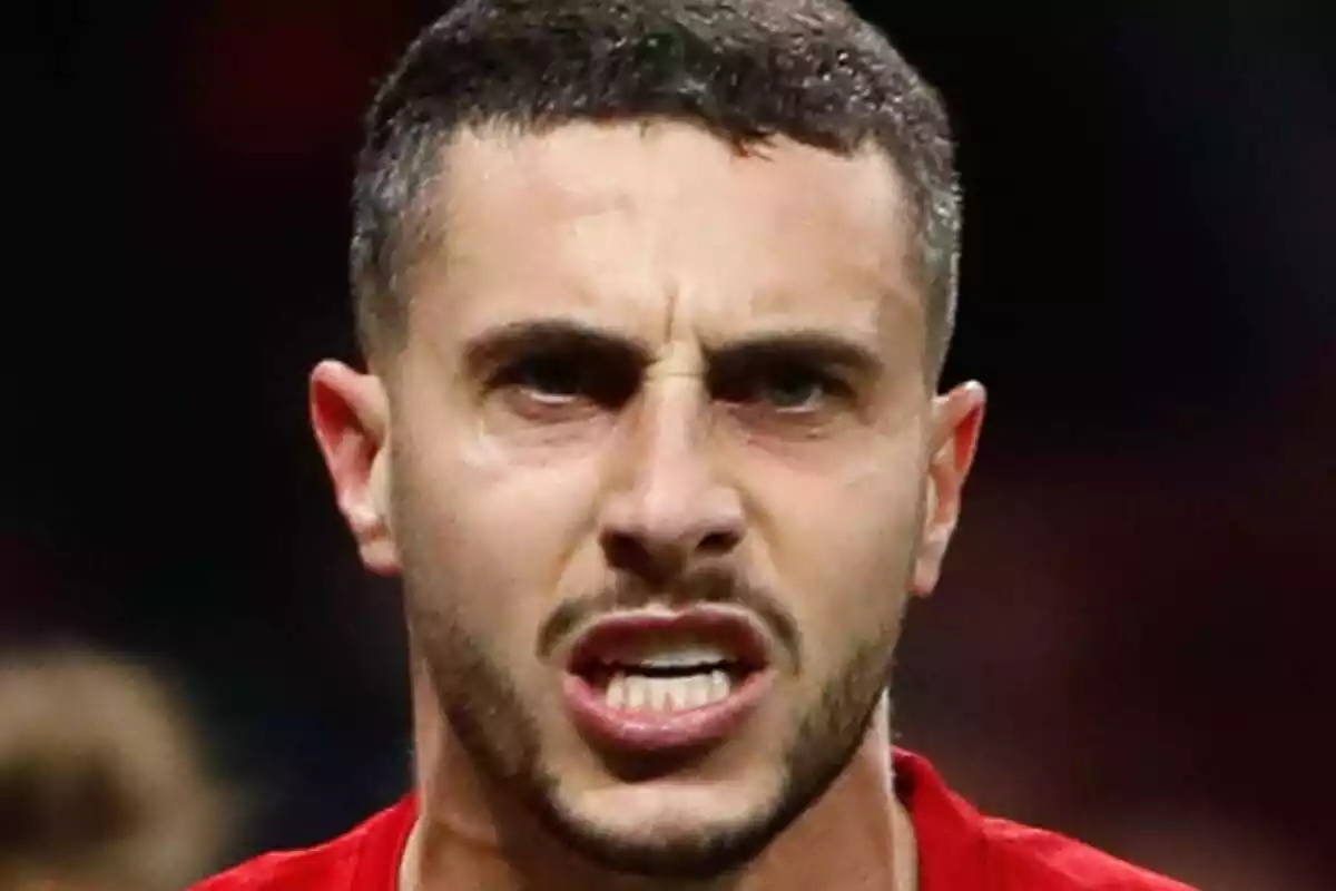 Image of Mario Hermoso celebrating a goal with Atlético de Madrid at the Civitas Metropolitano