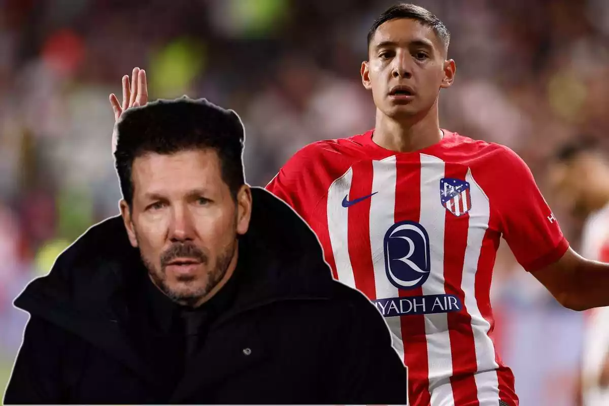 Image of Nahuel Molina in a montage with Simeone