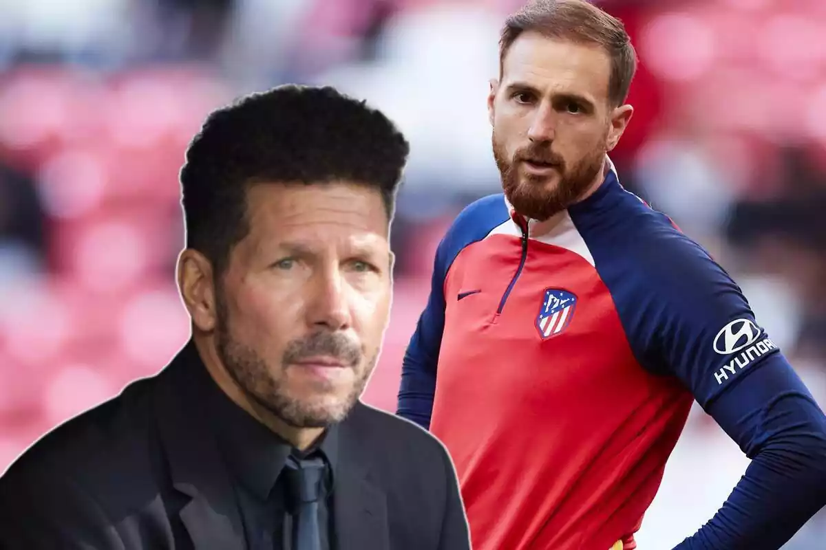 Image of Jan Oblak and Simeone in a montage