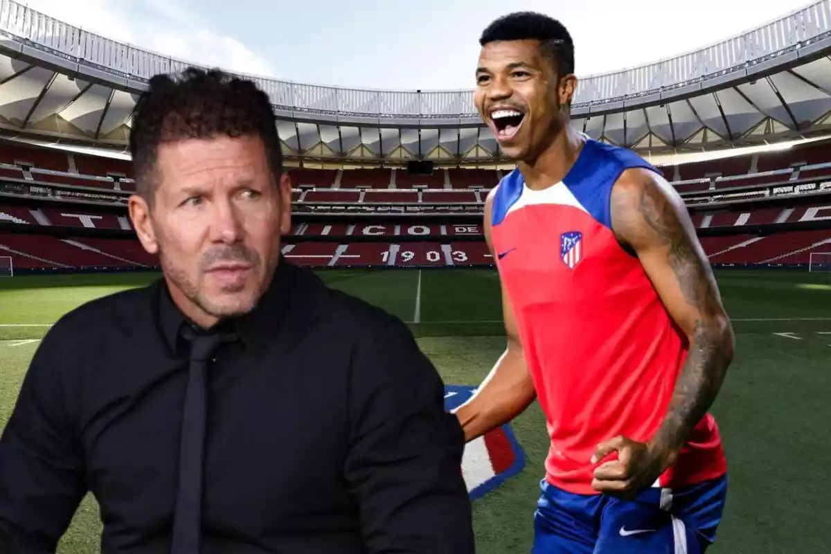 Image of Simeone in a montage with Reinildo at the Metropolitano