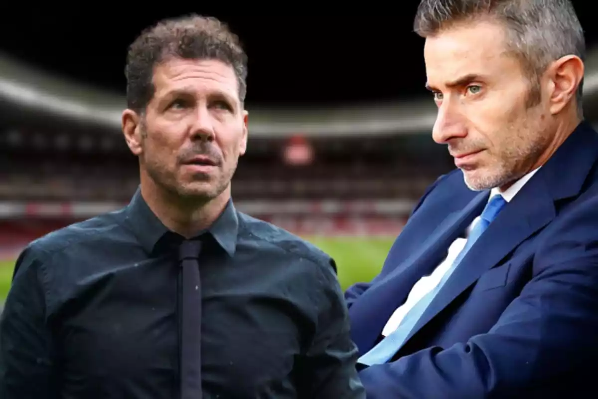 Image of Simeone and Andrea Berta in a montage at the Metropolitano