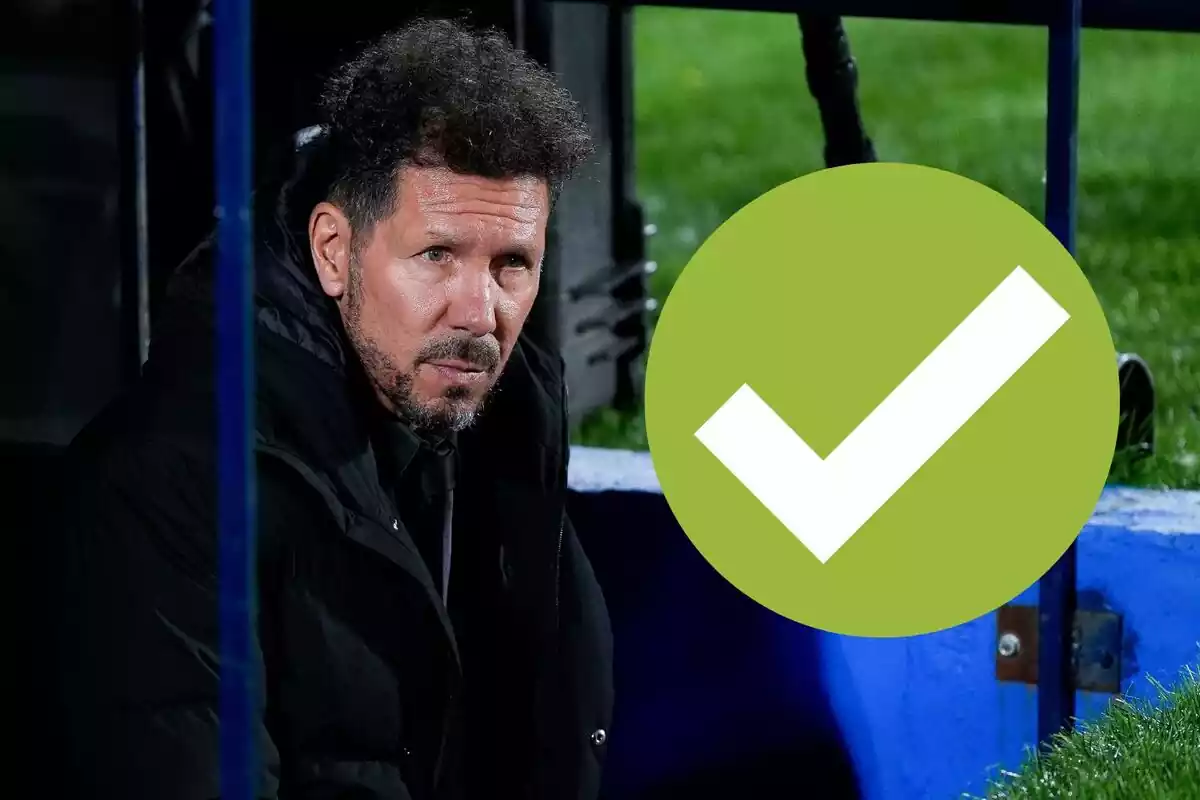 Image of Simeone in a montage with a green tick