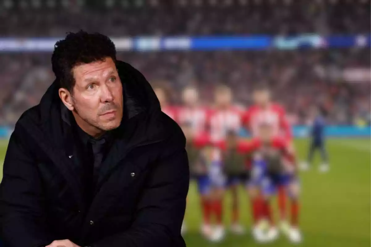 Image of Simeone in a montage with Atlético de Madrid players