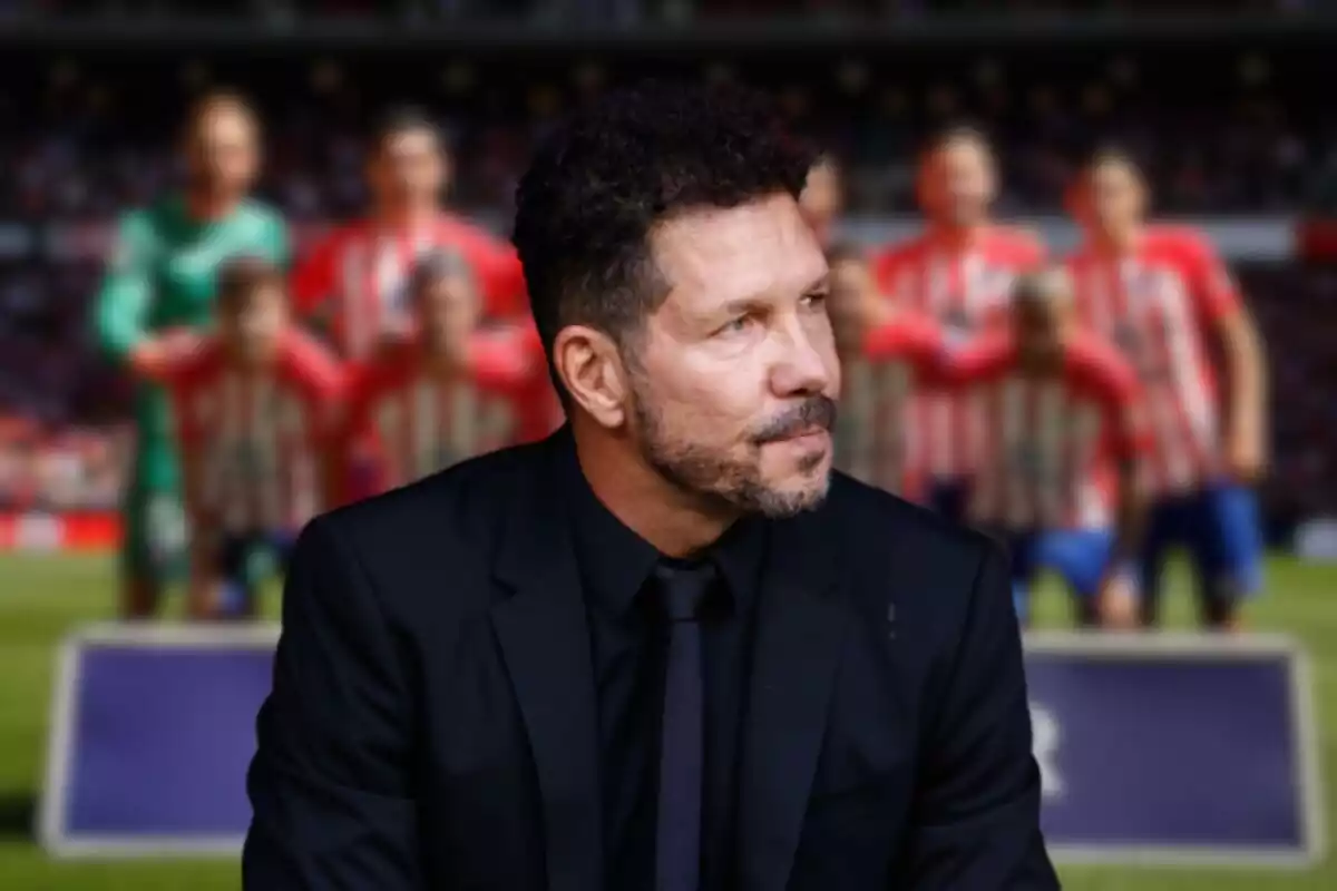 Image of Simeone in a montage with the Atlético de Madrid squad