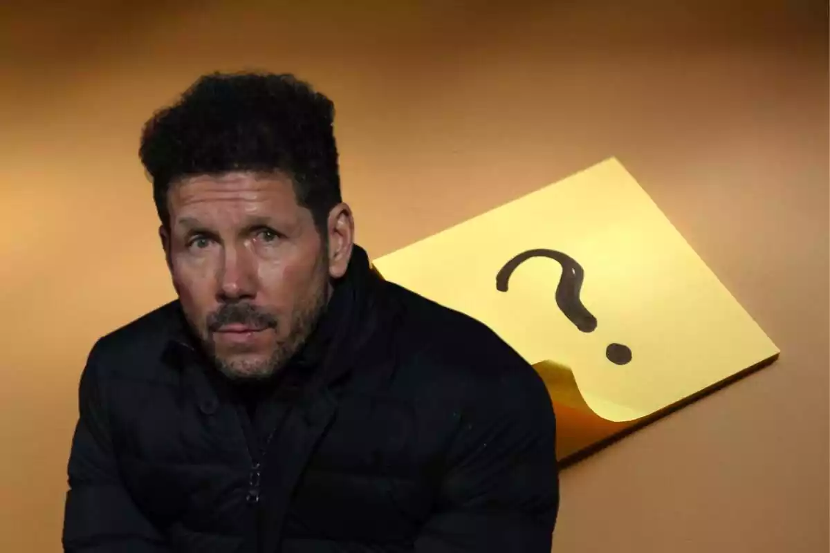 Image of Simeone in a montage with a question mark