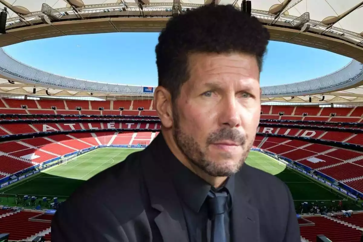 Image of Diego Pablo Simeone in a montage at the Metropolitano