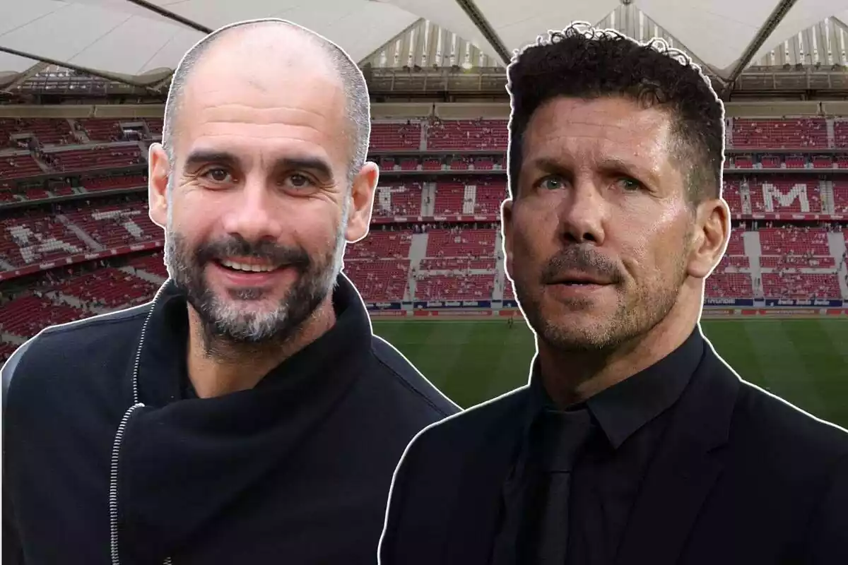 Image of Pep Guardiola with Diego Pablo Simeone in an image of the Civitas Metropolitano