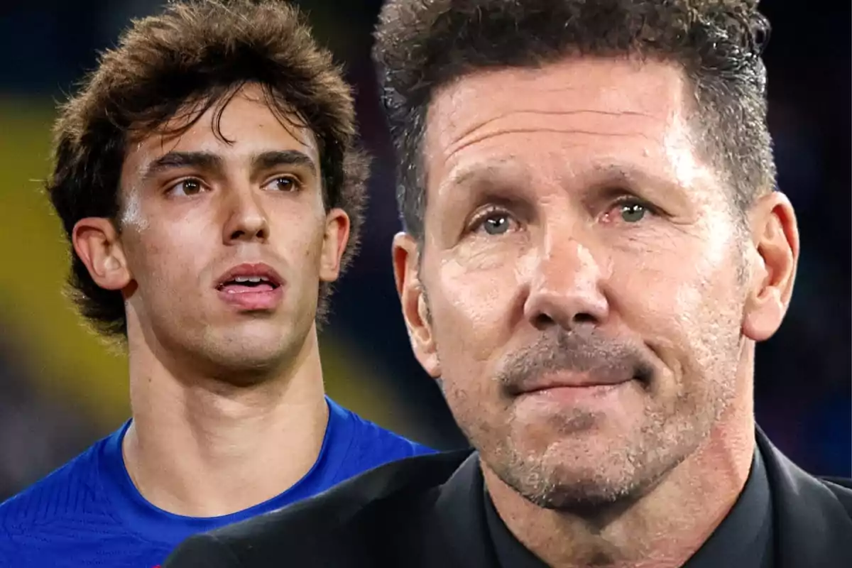 Simeone looking ahead with Joao Félix sighing in the background