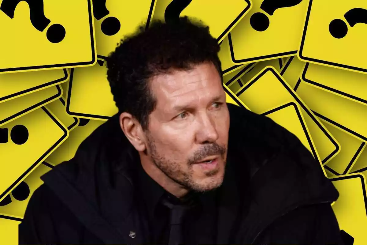 Image of Simeone in a montage with questions