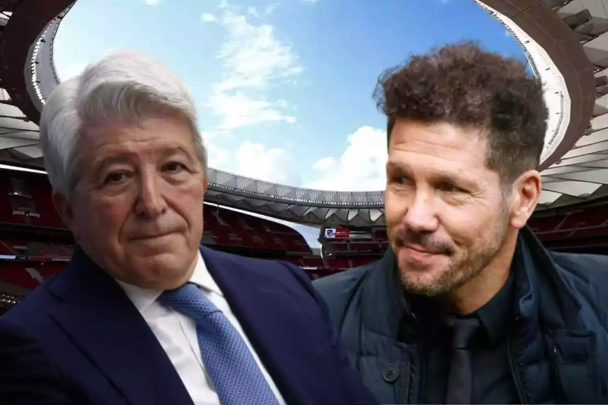 Image of Enrique Cerezo and Diego Pablo Simeone in a montage at the Metropolitano