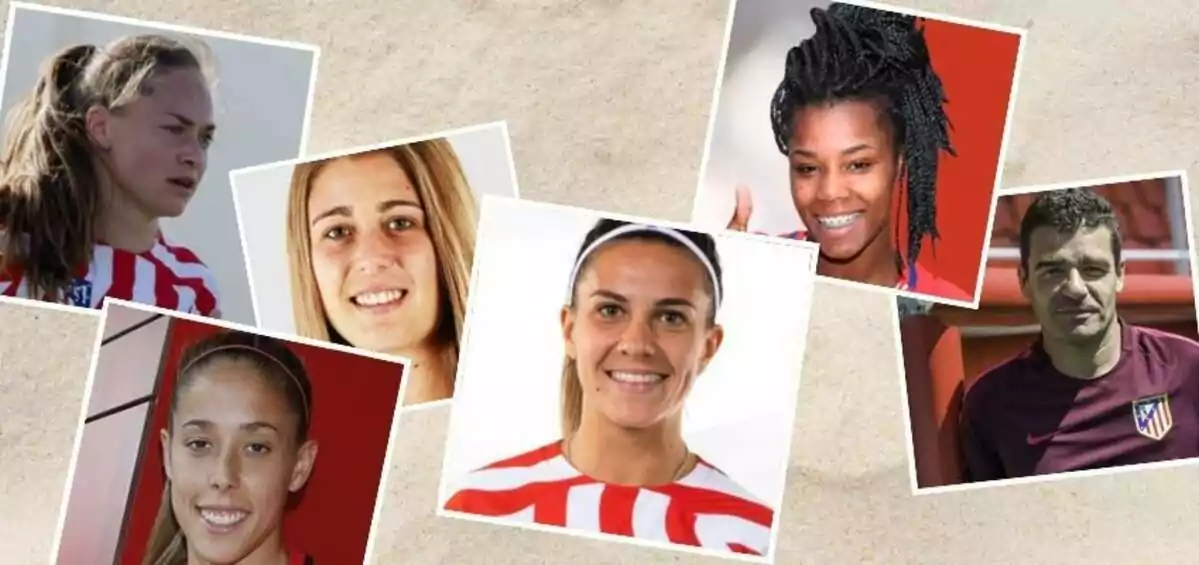 Photo montage with the players and the coach of the Atlético de Madrid women's team